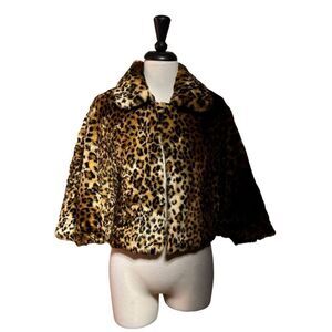East 5th Leopard Print Faux Fur Shrug Shawl Jacket Cape One Size